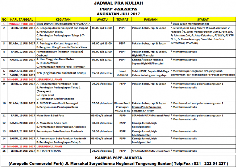 Jadwal PSPP Penerbangan Juni 2017