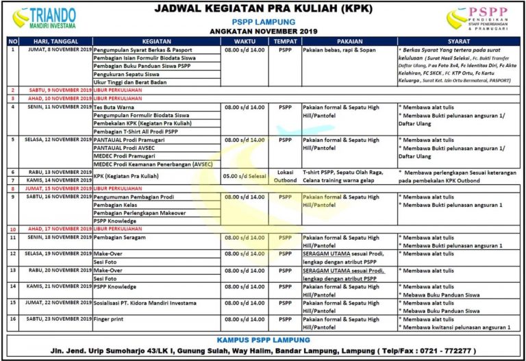 Jadwal PSPP November 2019